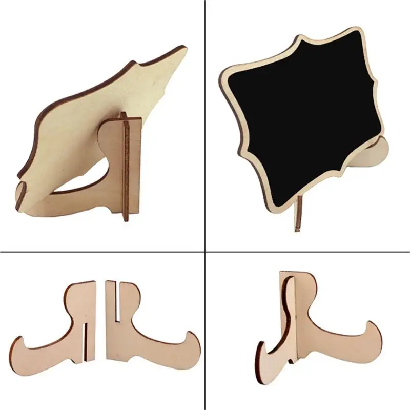 10Pcs Mini Kant Vorm Krijtborden Met Ondersteuning Bericht Board Tekenen Tafel Plaats Kaart Borden Voor Thuis Verjaardag Wedding Party