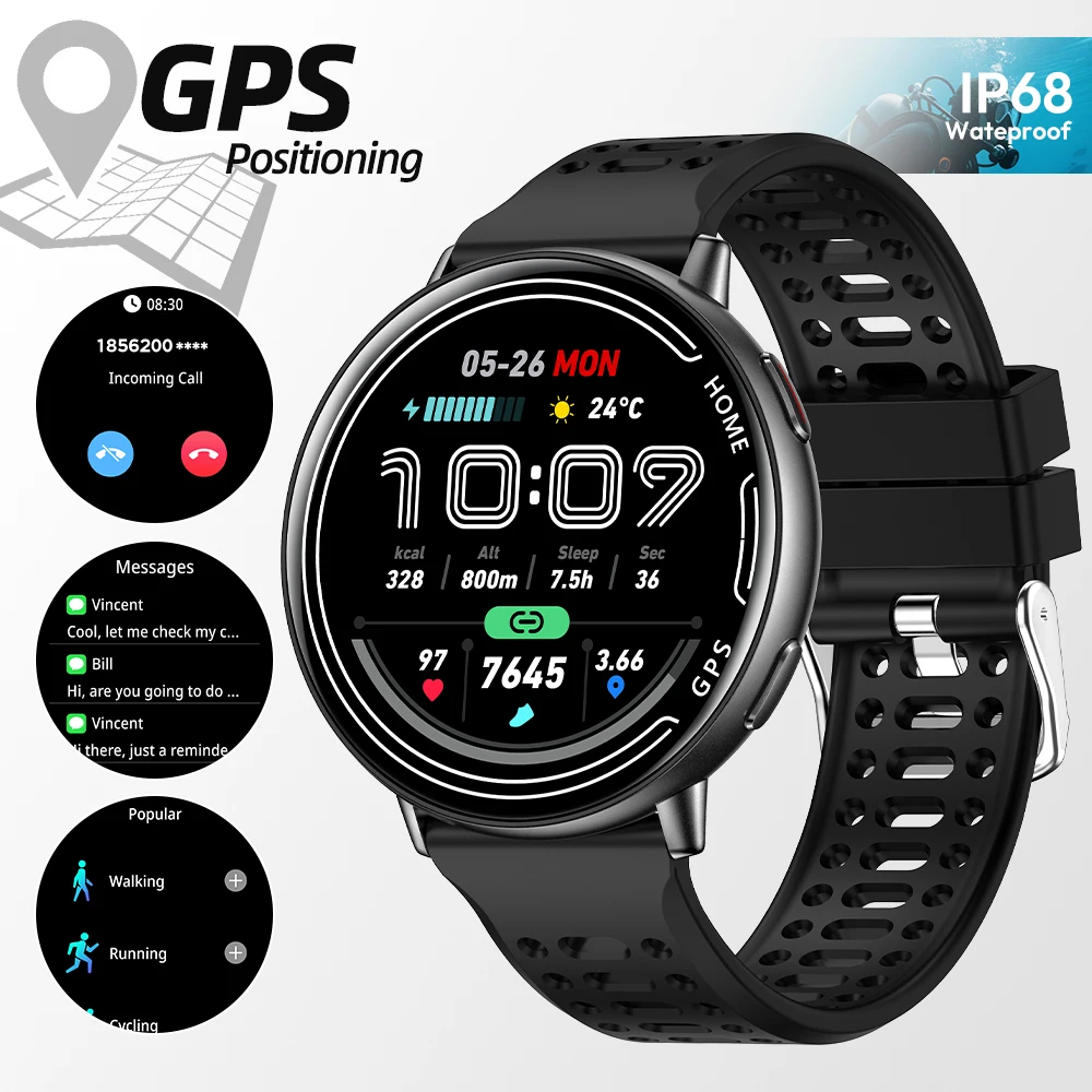

Yoateo Smart Watch Man Built in GPS 1.39 inch Screen Sleep Monitor Health Smart Watch IP68 Waterproof Fitness Sports Lady Watch