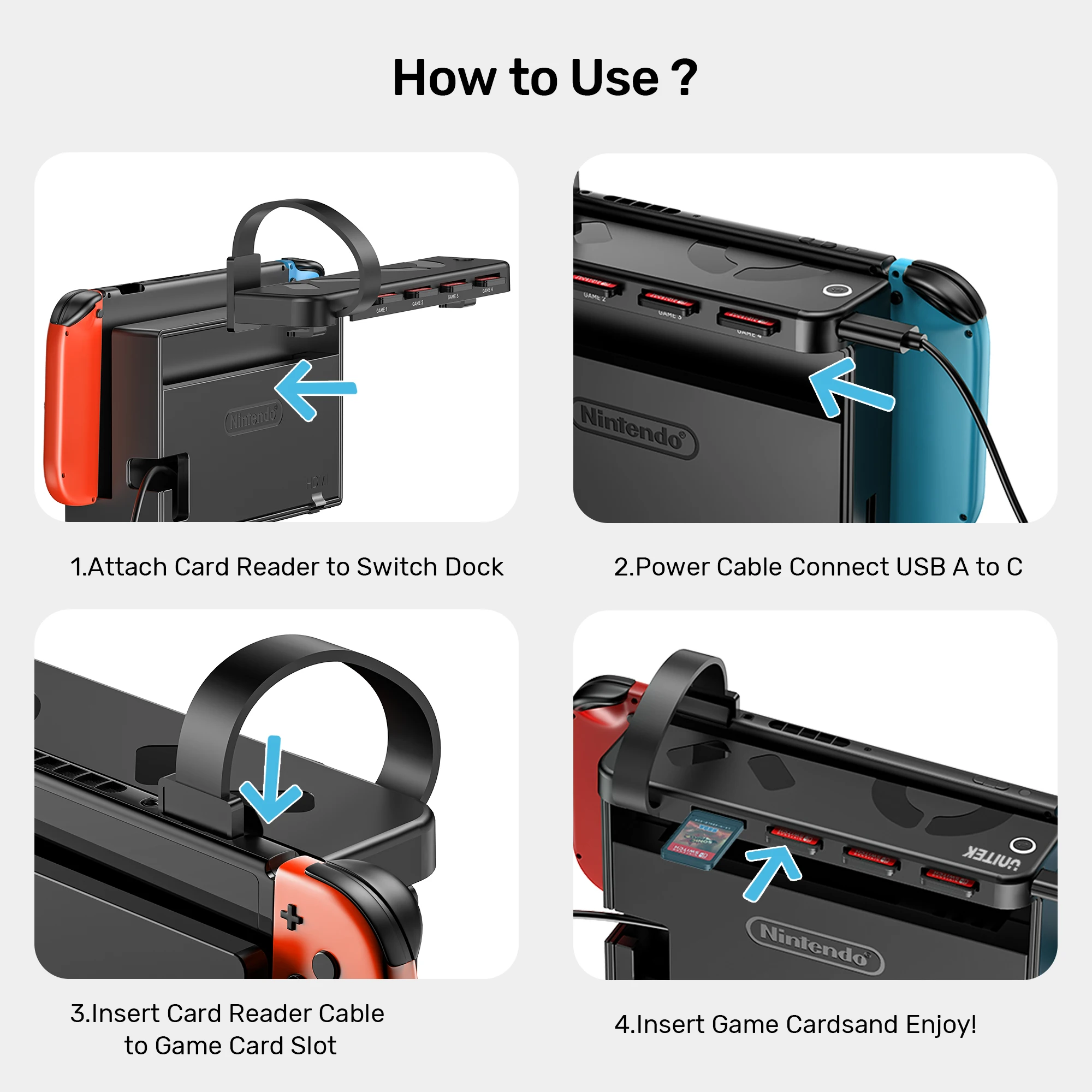 Game Card Reader for Nintendo Switch OLED Lift Wireless RF 433M Remote Control USB Charging NS Switch Dock Station Accessories