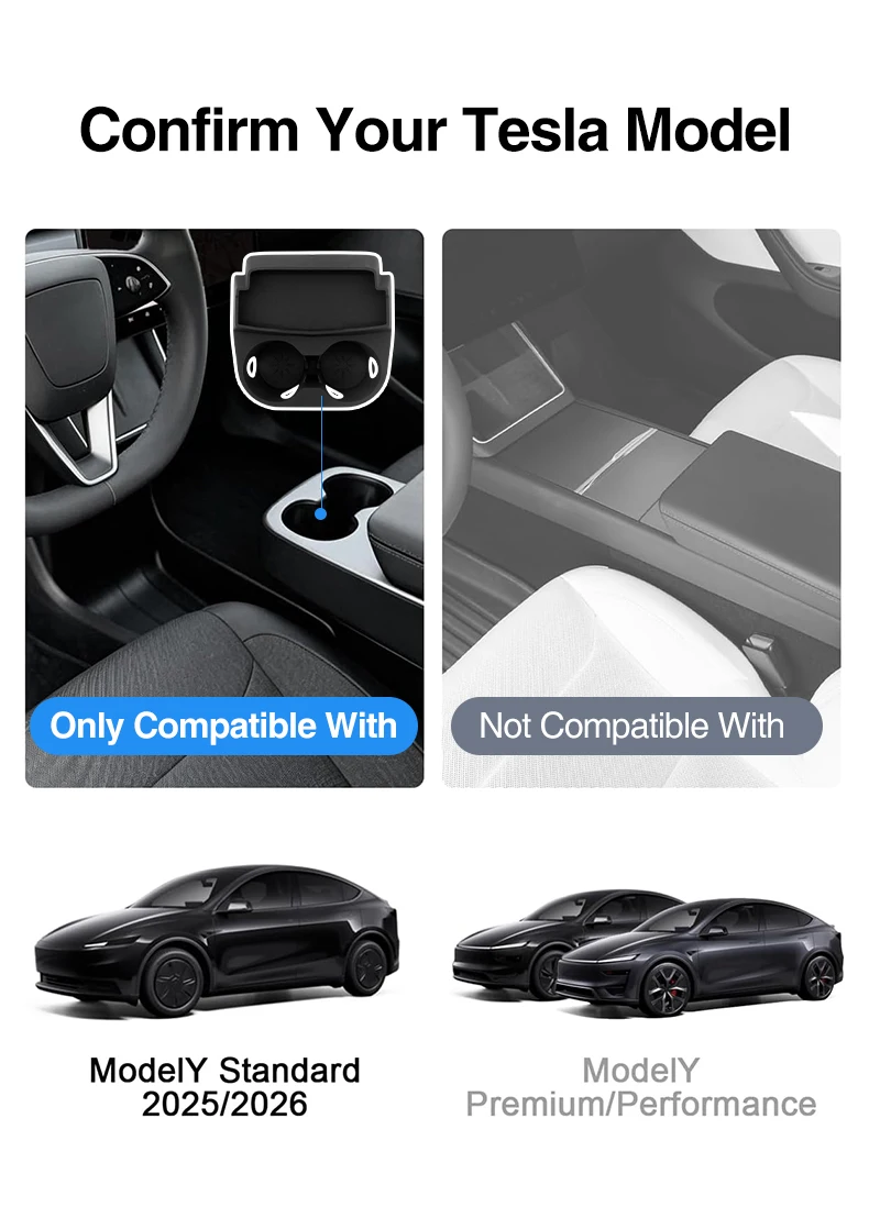 Heenvn Silikon-Getränkehalter & Brillenablage für Tesla Model Y Standard 2026 Juniper Mittelkonsole Auto-Zubehör – Detail 3