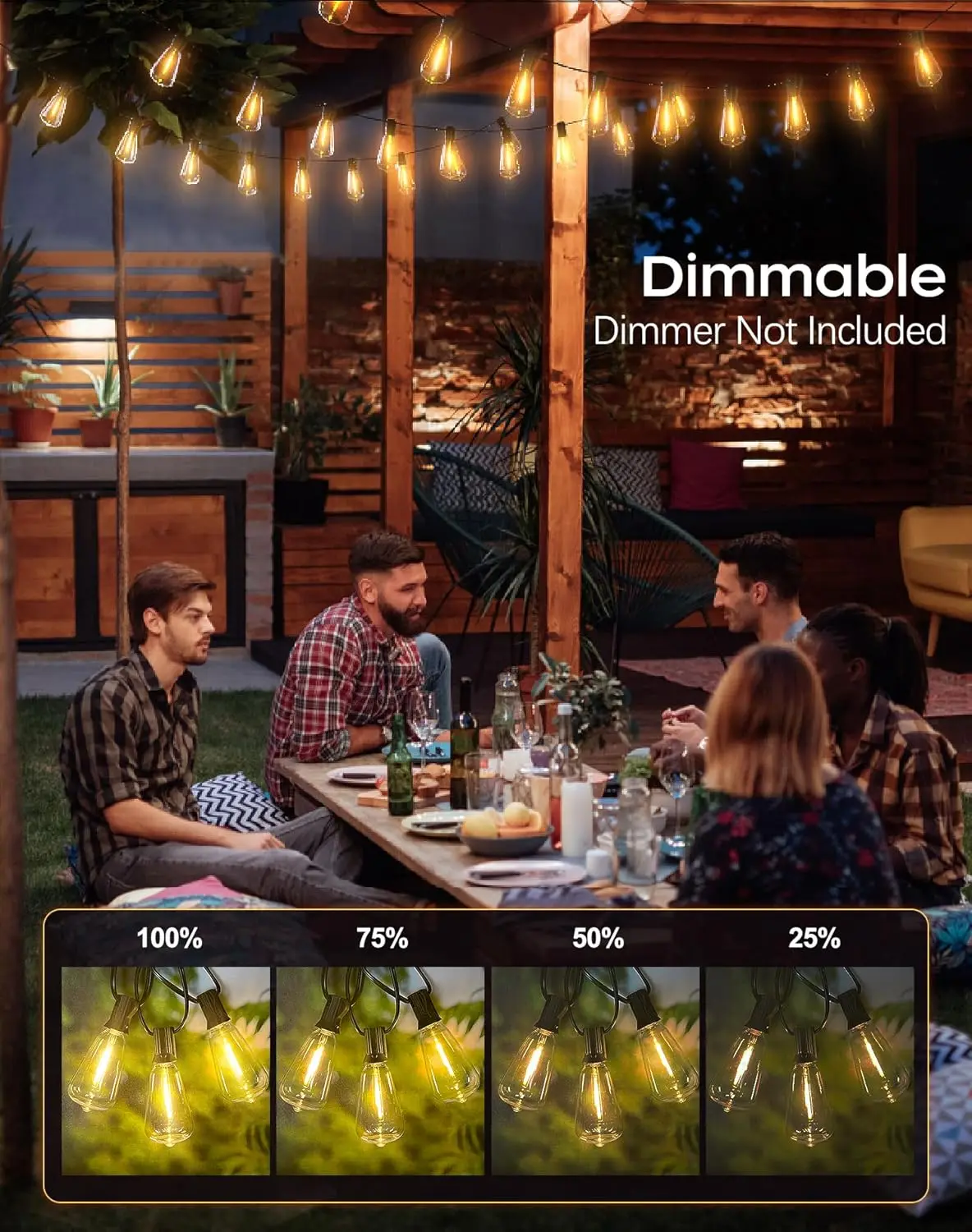 Stringa di luci da esterno ST38 con lampadine Edison vintage perfette per Natale, feste e decorazioni da giardino