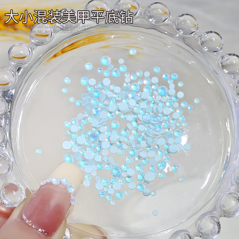 360PCS Mix 1.5-5MM Sparkle Mocha Protein Flatback Round Diamond Crystal Glass Nail Art Rhinestones Decorations Manicure Charms