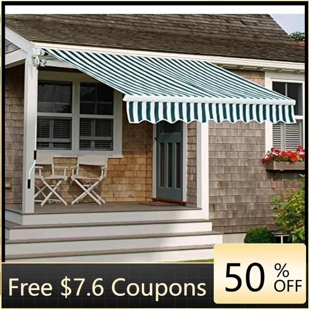 

Patio Awning Retractable Fully Assembled 8'x7' Shelter Waterproof Outdoor Awnings Shade Freight free