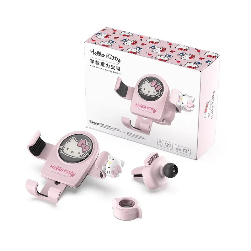 Hello Kitty Cartoon Mobile Phone Support, Gravity Car Navigation, Prend en charge la sortie d'air, Type universel, Kawaii Pink Good Heat, Original