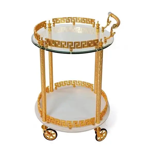 

European Elegant Art Wedding Decoration Rock Trolley Hotel Family Light Luxury Golden Dining Cart