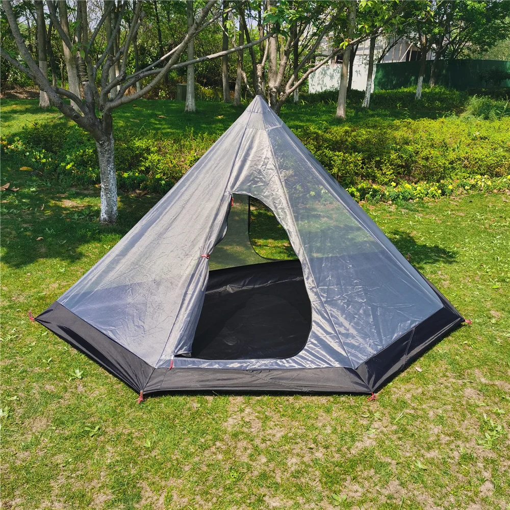 New Pyramid Tent‘s Inner Tent Outdoor Rodless Ultralight Camping Backpacking Tent Pentagon Summer Mosquito Net Mesh Tent 2 Sizes