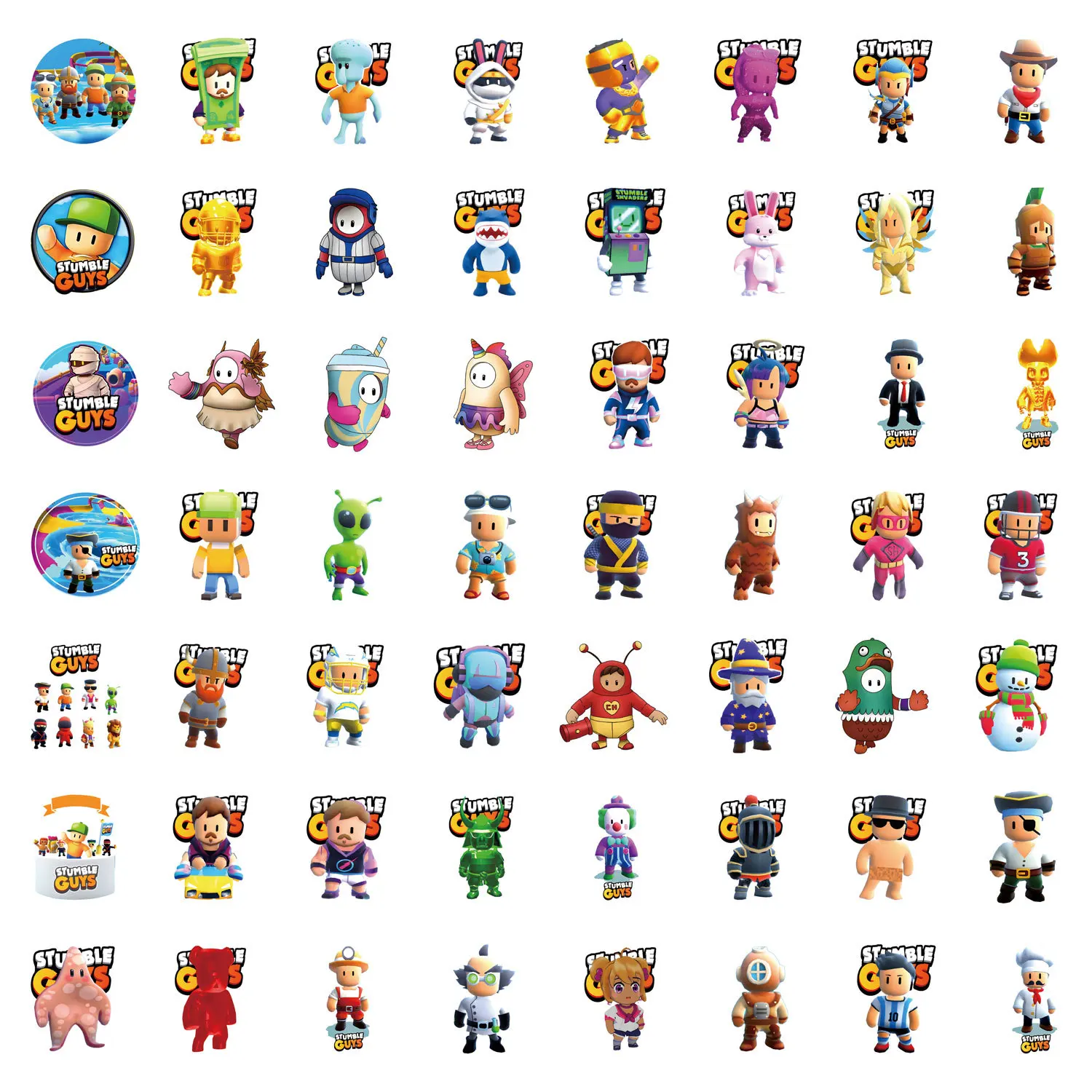 10/30/55PCS Funny Stumble Guy Stickers Cartoon Graffiti Sticker Game DIY Scrapbook Luggage Laptop Car Bike Skateboard Kids Toy