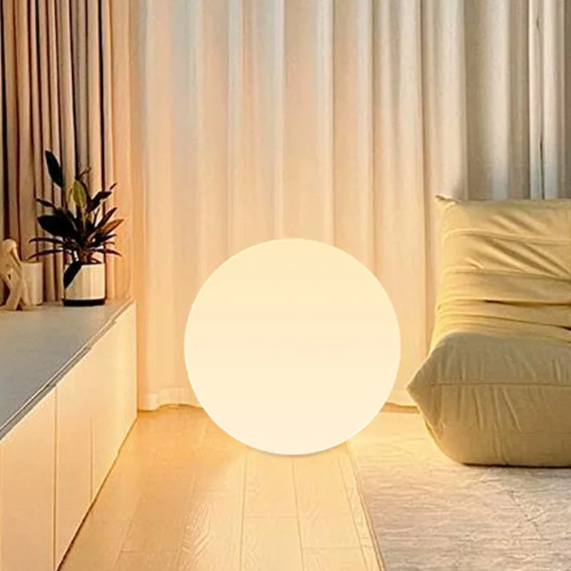 Large LED Ball Lamp Globe Floor Light 3 Colors Dimmable USB Rechargebale for Home Decor Bedroom Foyer Living Room