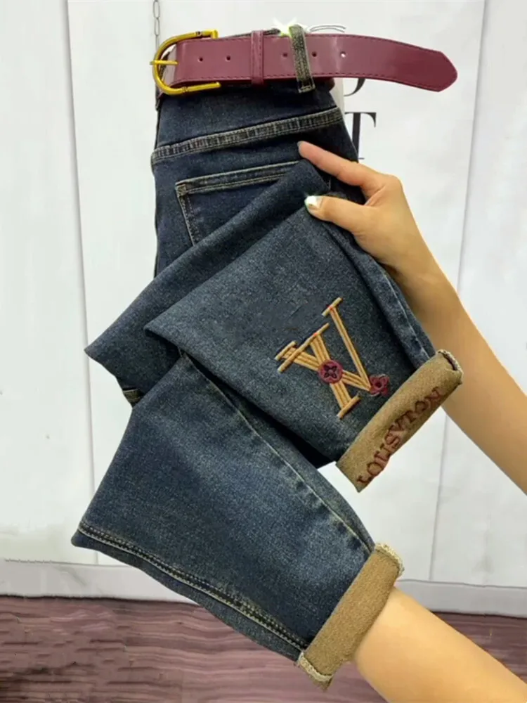 

New High-end Autumn And Winter High Waisted Straight Leg Jeans, Loose Fit, Elastic Harun Denim Pants, Women's And Ankle Pants