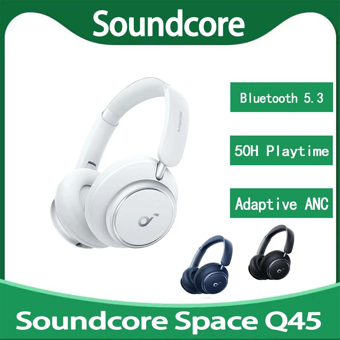 Anker Soundcore Space Q45 Headphone Bluetooth 5.3 ANC Adaptive Noise Cancelling Hi-Res Sound LDAC Support App A3040 Headset