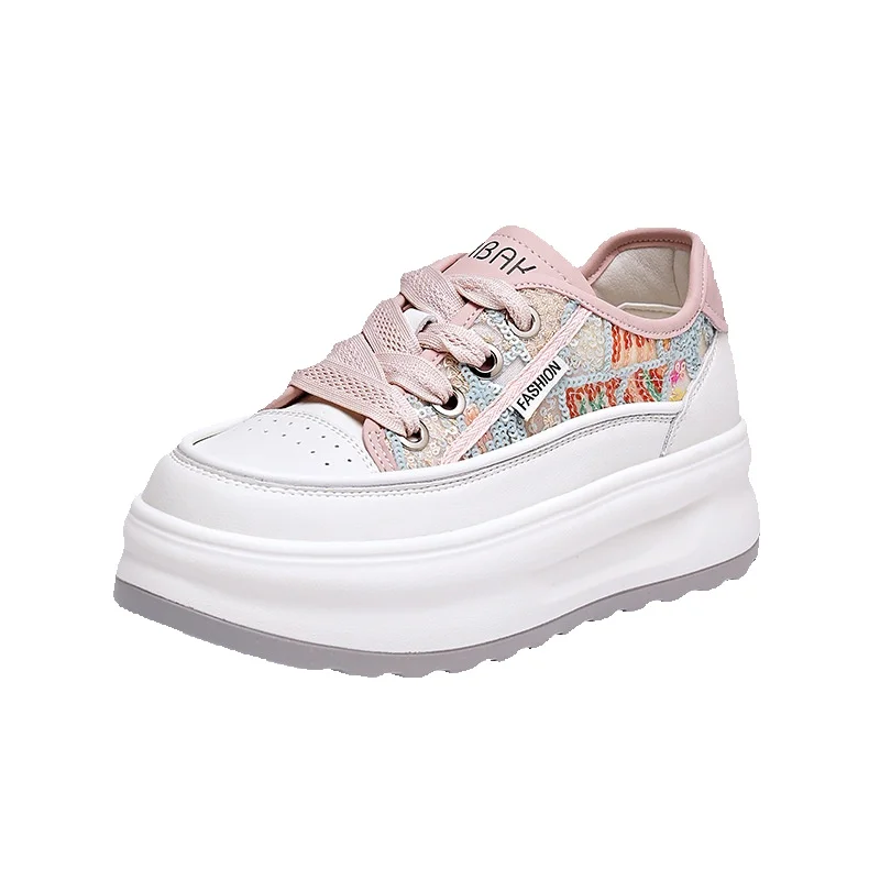 Witte skateboarding schoenen van leer voor dames ademend_voghion.com