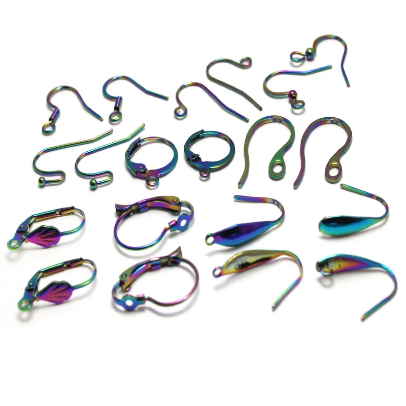 

20pcs Stainless Steel Rainbow Earrings Making Materials Earring Hooks Hypoallergenic Ear Clasp Wire DIY Jewelry Making Findings