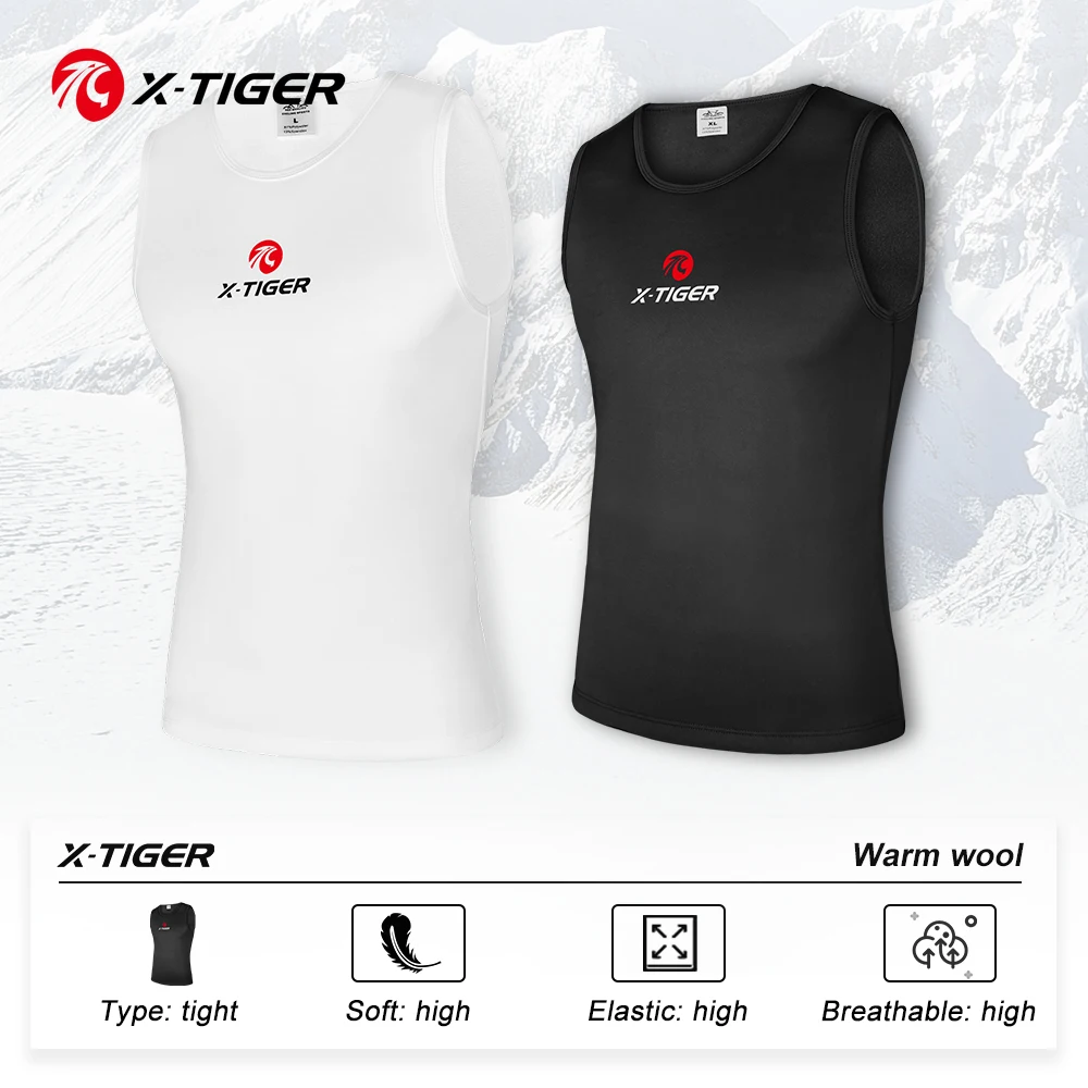 X-TIGER Bicycle Fleece Sleeveless Vest Warm Cycling Vest Winter Cycling Base Layer Sleeveless Warm Sports Cycling Jersey 2024