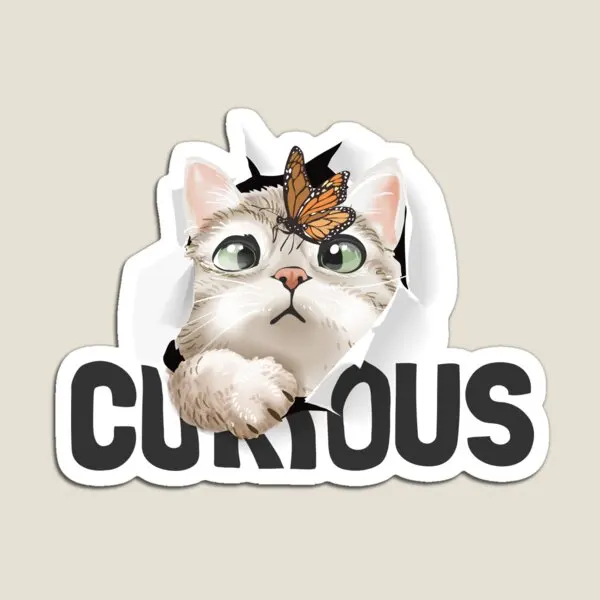 Curious Cat Cute Cat Design  Magnet Home Decor Stickers Cute Refrigerator Baby Toy for Fridge Organizer Holder Magnetic Funny