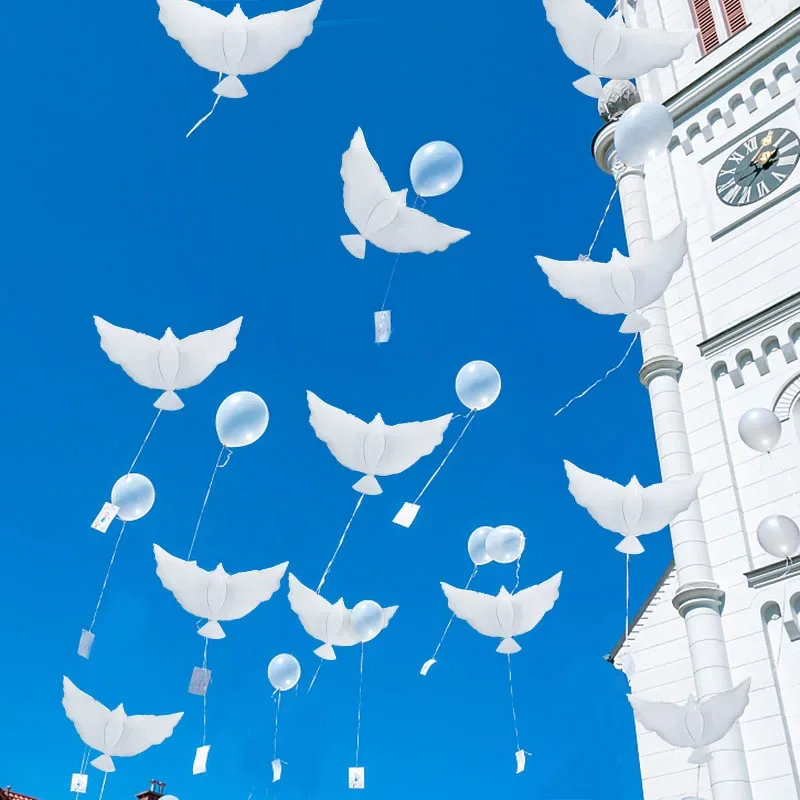 10/20/30/50Pcs Large Flying White Dove Foil Balloons Friendly Peace Bird Pigeon Helium Ballon for Wedding Birthday Party Decor