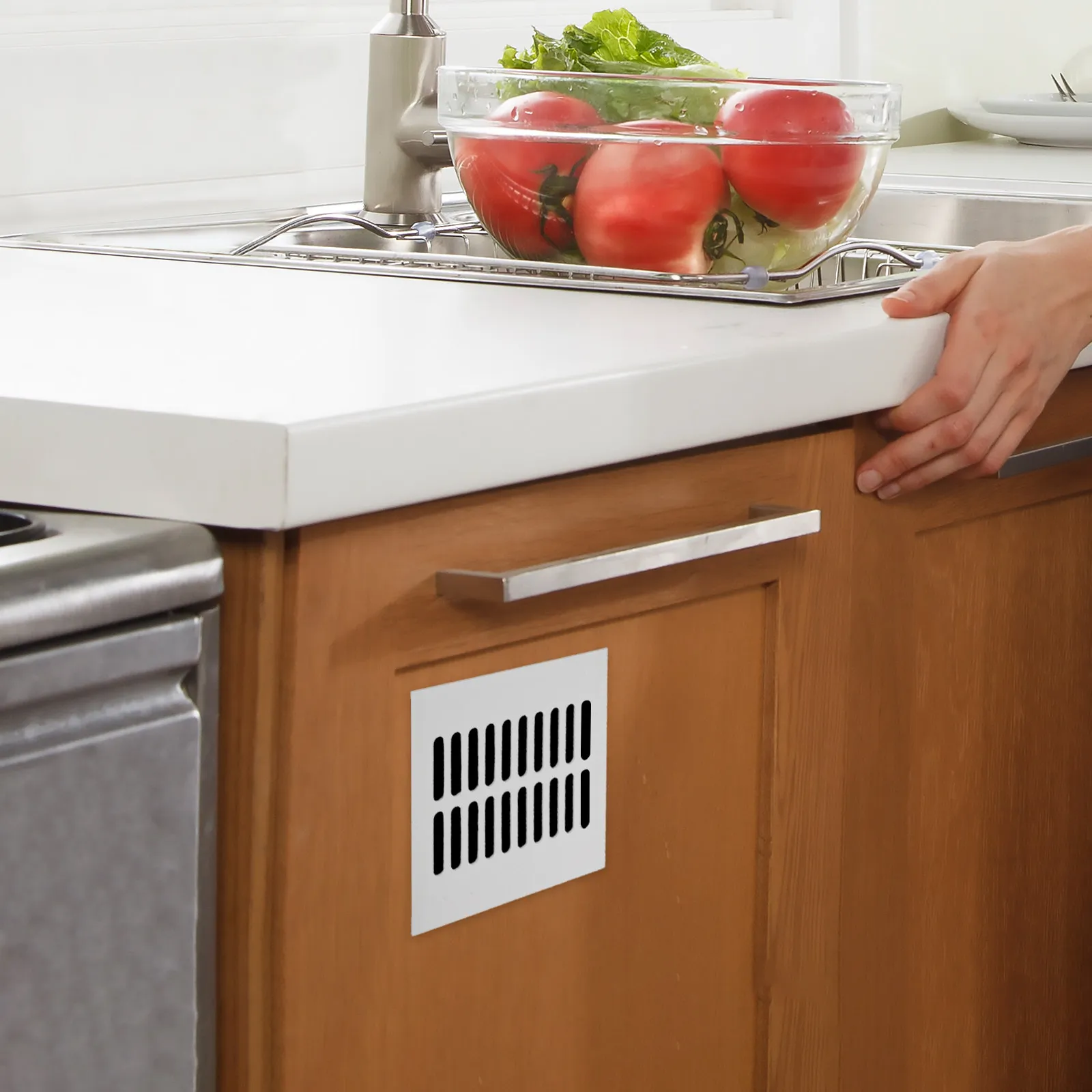 4Pcs Aluminum Alloy Vent Grille Square Cabinet Airflow Control Cover for Kitchen Closet Wardrobe Shoe Cabinet Bathroom Floor
