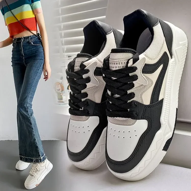 2023 Brand Leather Women's Sneakers White Platform Woman Sports Sneakers Female Vulcanized Shoes Sneakers Casual Ladies Trainers