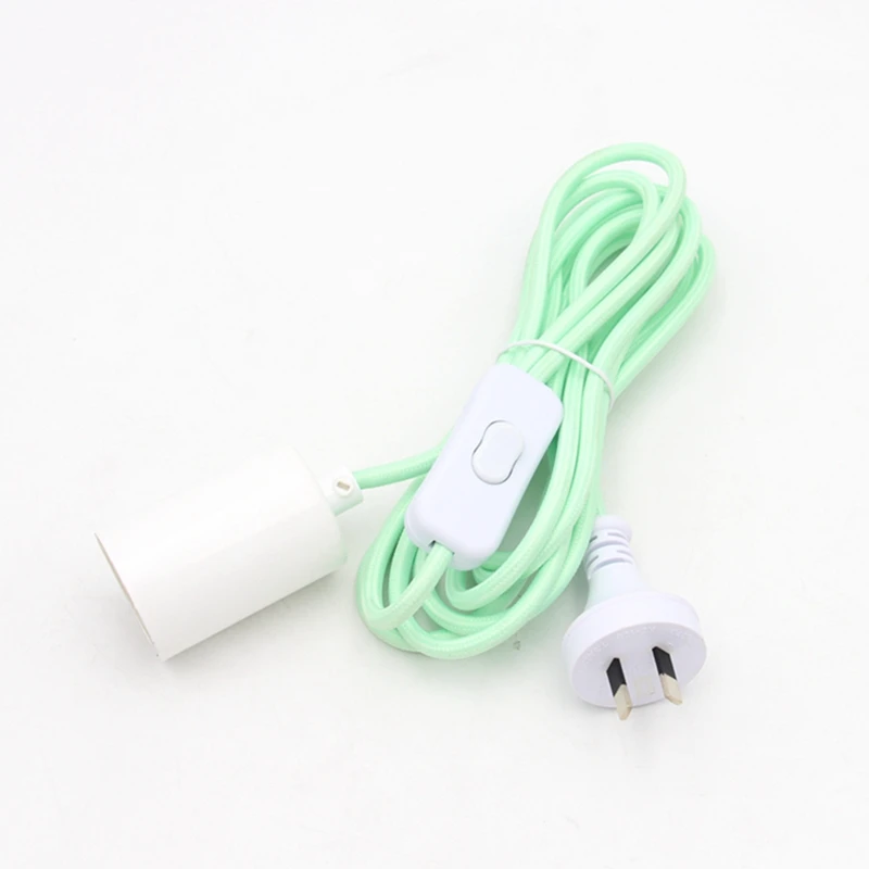 220V-240V 3m AC 2 Prong AU Plug Fabric Cloth Covered Power Cords with Switch Lamp Holder E27 Fittings For Hanging Light