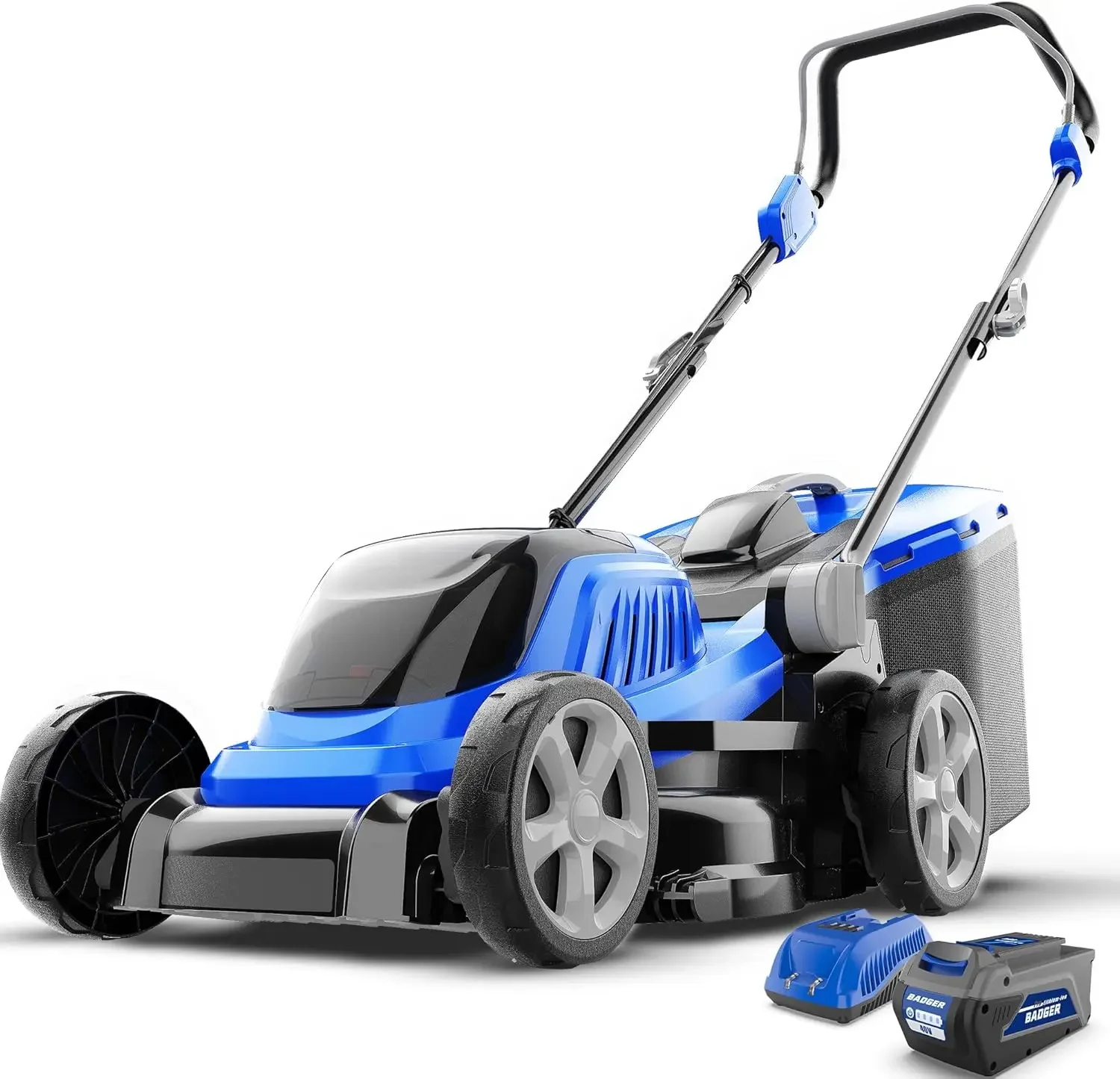 40V Brushless 18' Cordless, 5 Cutting Height Adjustments Electric Lawn Mower, Quickly Folding Within 5’s, 4.0AH Batte