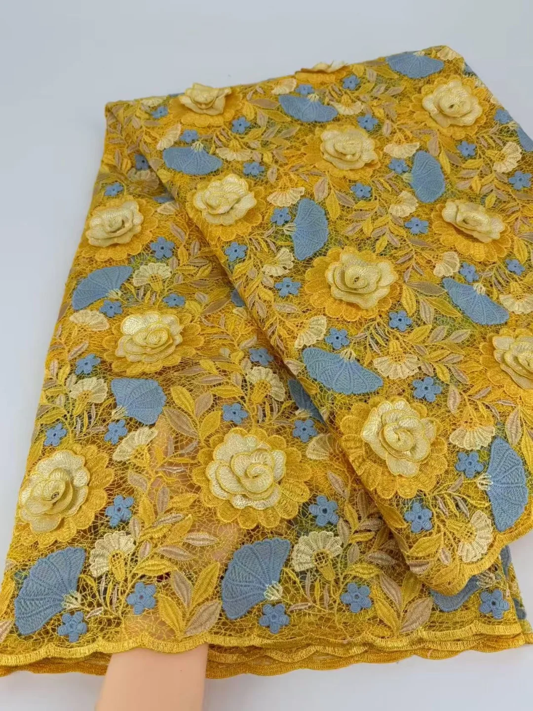 Top End Small Floral Cotton Guipure Lace Soft Cord Lace Skin Friendly African Embroidery Ceremony Cupion Fabric for Celebrants