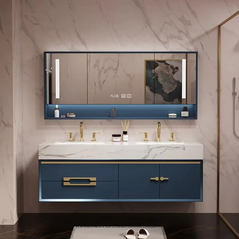 Elegant Bathroom Cabinets Blue Bathroom Vanity 49 Inch Wall Vanity Unit With Led Bathroom Mirror