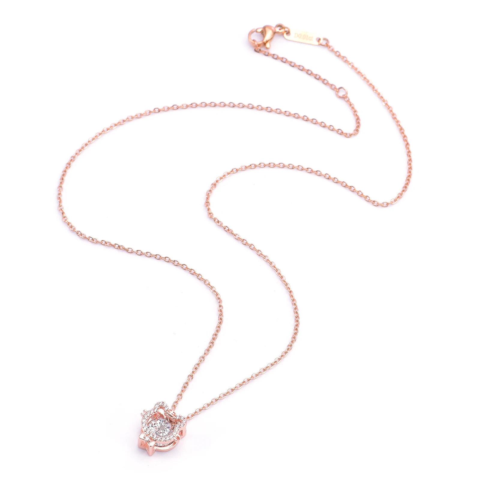 SDA Luxury Women Jewelry Little Cat Moving Necklace Rose Gold Color Plated With Diamonds