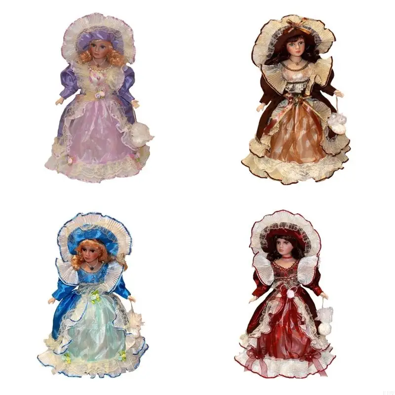 

F19F Victorian Porcelain Princess Reborns with Gown Rural Home Decorative Ceramic Holiday Party Table Decors