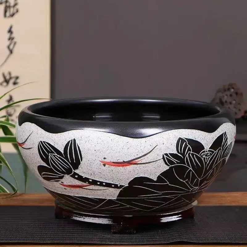 Modern Antique Ceramics Fish Tank Household Filter Circulating Water Large Living Room Decoration Viewing Fish Culturing Tub
