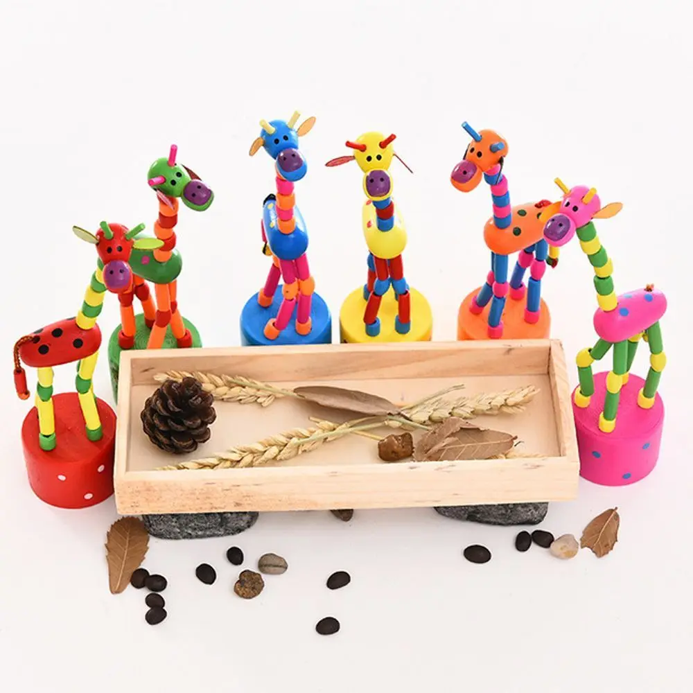 

Handcrafted Party Cute Animal Cartoon Garden Colorful Swing Decoration Wood Giraffe Dancing Giraffe Rocking
