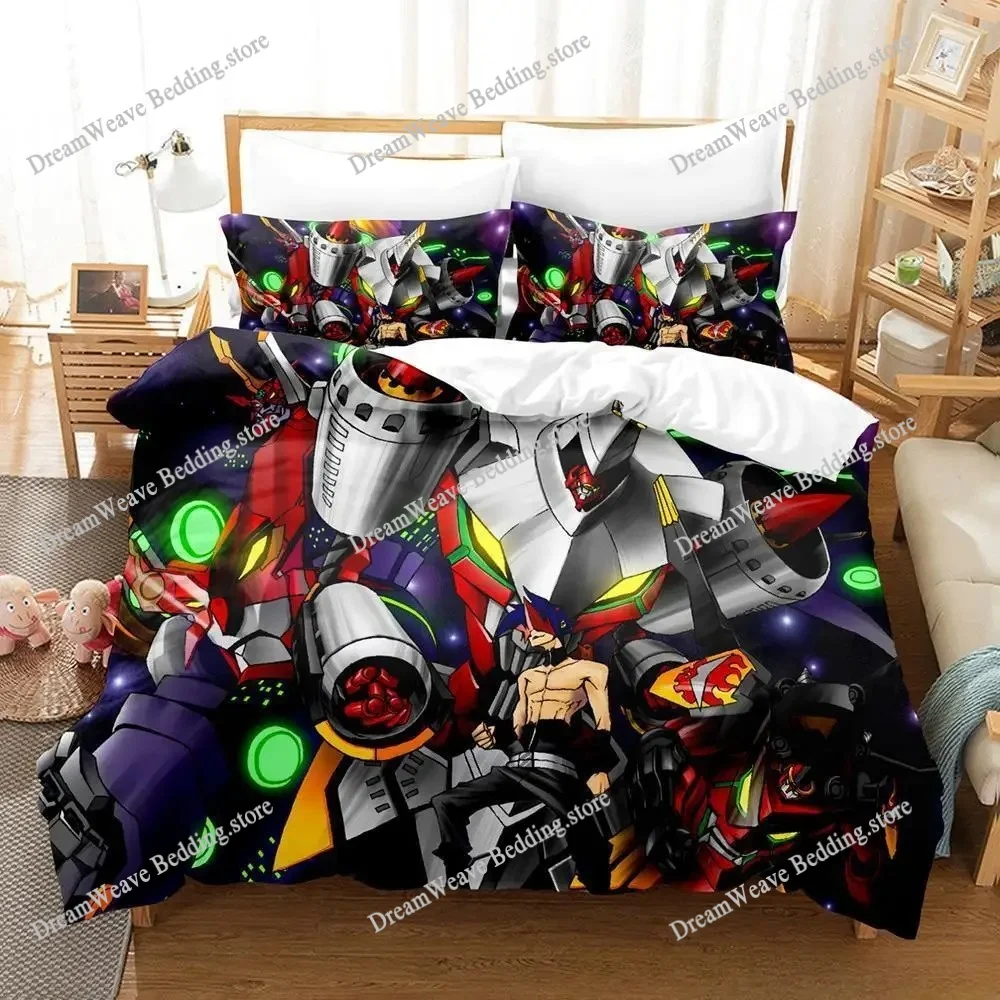 

Tengen Toppa Gurren Lagann Bedding Set Single Twin Full Queen King Size Bed Set Adult Kid Bedroom Duvetcover Sets 3D Print Anime