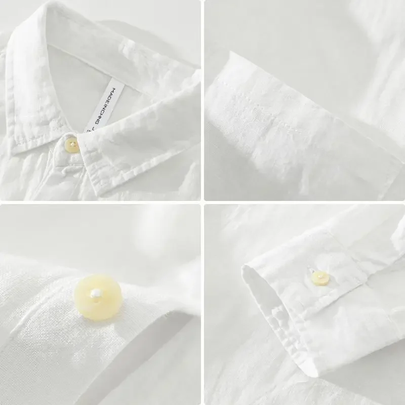 اليابانية الرجعية طويلة الأكمام قميص كتان الرجال الصيف جديد فضفاض البلوز ساحة طوق سترة عادية القطن الكتان العلوي XT925