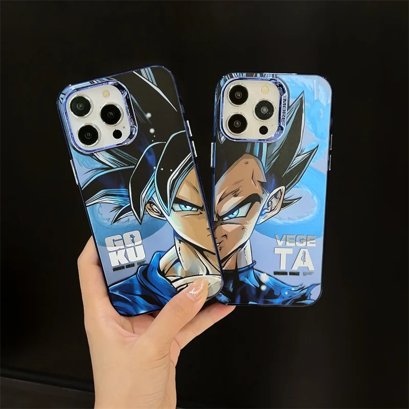 Cute Anime Dragons Balls Goku Anti-kncok Phone Case For iPhone 17 16 15 14 13 12 11 Pro Max Electroplate Matte Shockproof Cover