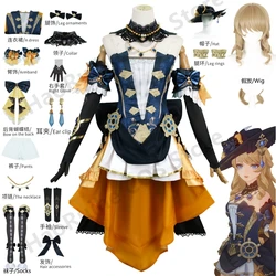 Jeu Genshin Impact Navia Cosplay Costume, Perruque, Robe, Uniforme, Fontaine Spina Di Rosula, Chapeau, Boucles d'oreilles, Gants, Collier Clorinde Party