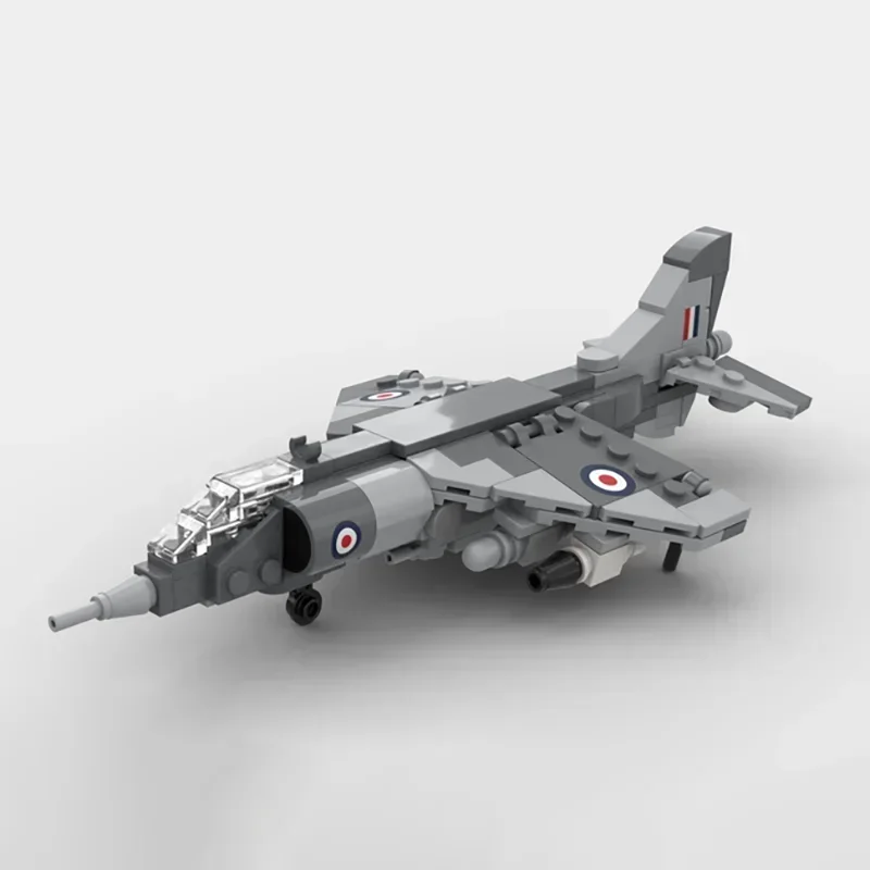 Briques de construction MOC, modèle militaire, échelle 1:72, Harrier GR.1, technologie de chasse, blocs modulaires, cadeau de Noël, ensemble de bricolage