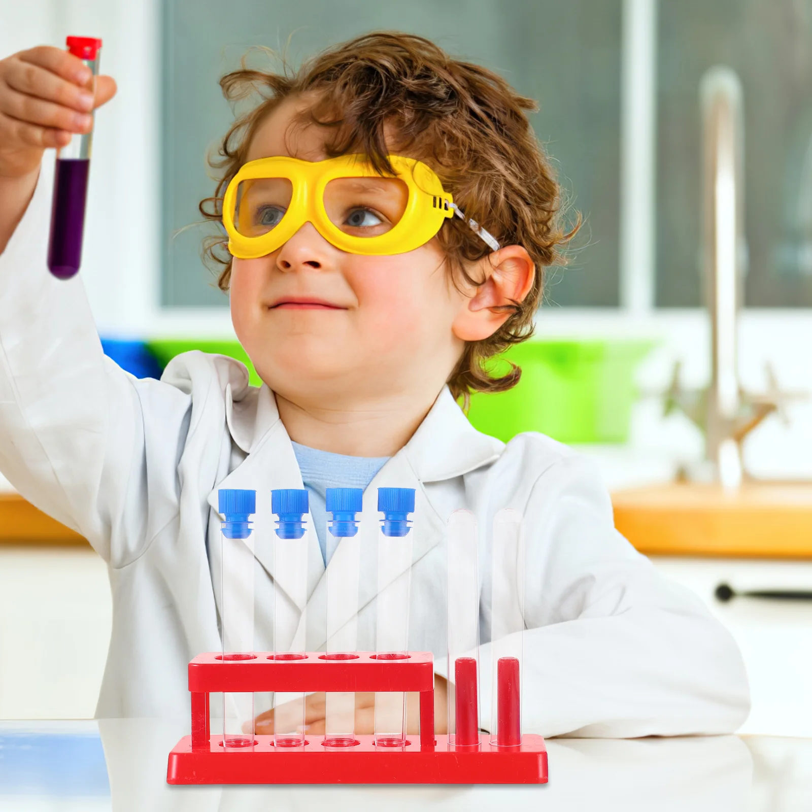1 Set Plastic Test Tubes Droppers with Caps Test Tube Rack Kit Kids Test Tube Set plastic test tubes for kids