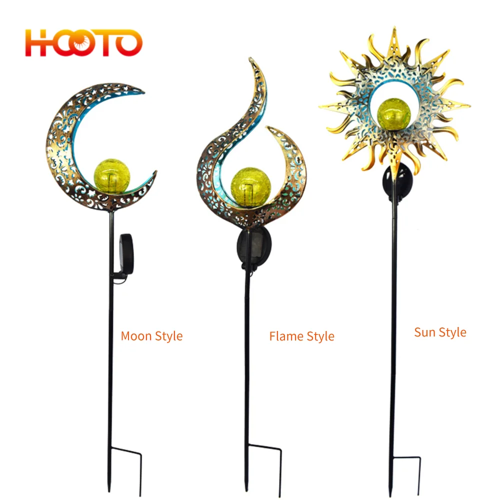 

Outdoor retro solar lawn lights moon flame landscape garden lights iron art hollowed out light and shadow inserted ground lights