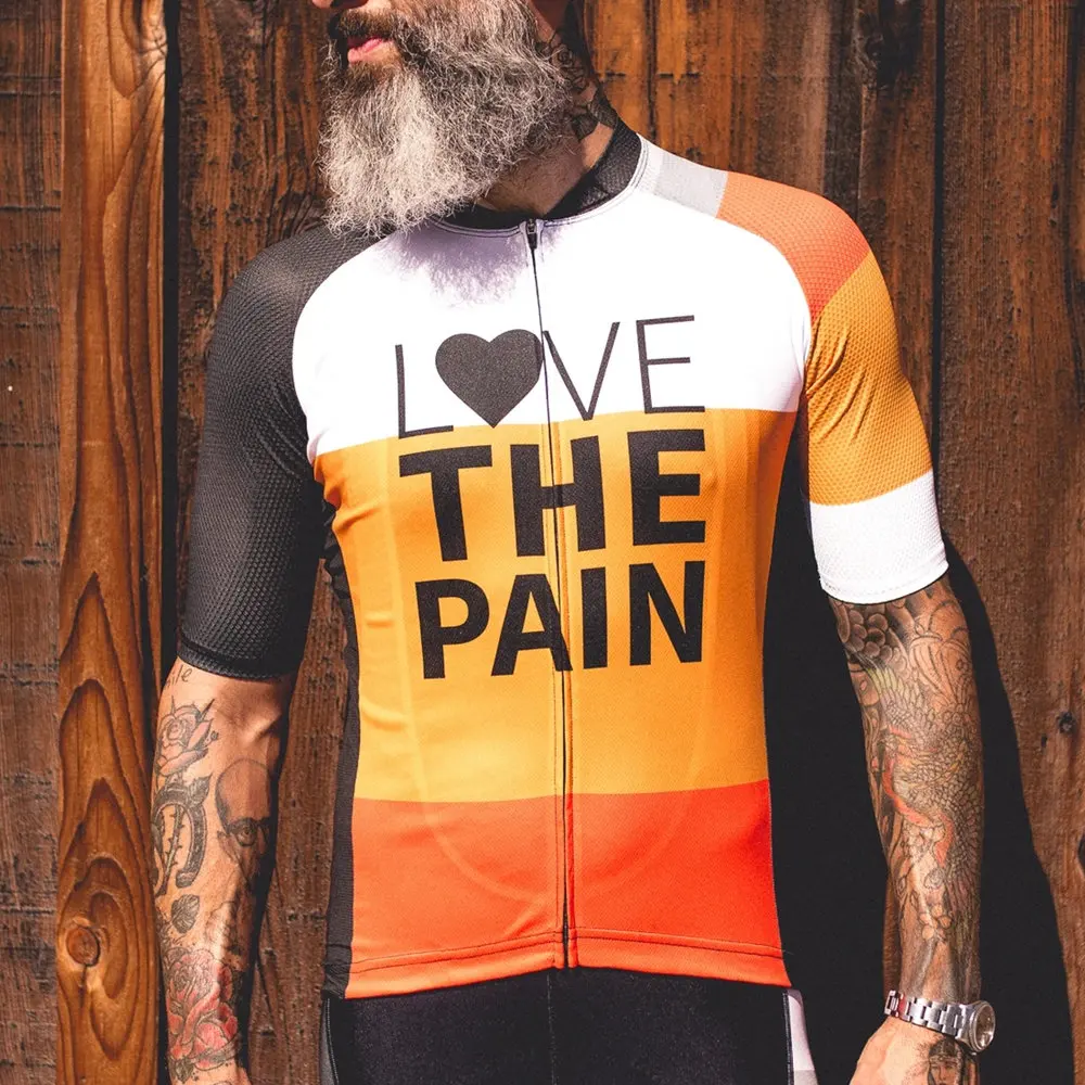 Love The Pain Man Cycling Jerseys Lego Pattern Maillot Summer Breathable Short Sleeve Sports Cycling Kit Ciclismo