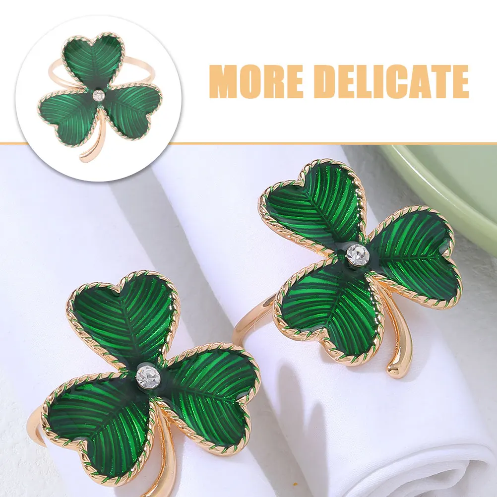 

4pcs St Patrick'S Day Buckles Green Alloy Table Decor Napkin Clips St Patrick's Day Holiday Napkin Buckles Serviette Holder