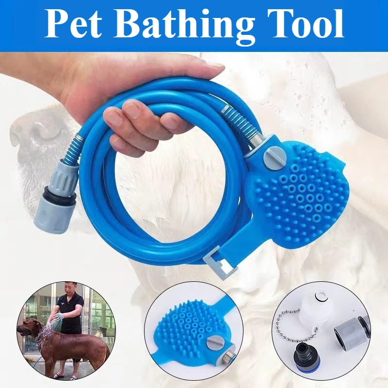 

‌Silicone Pet Bathing Brush Showerheads 2 in 1 Tools with Adjustable Strap Buckles Cat Dog Shower Cleaning Hoses Grooming Device