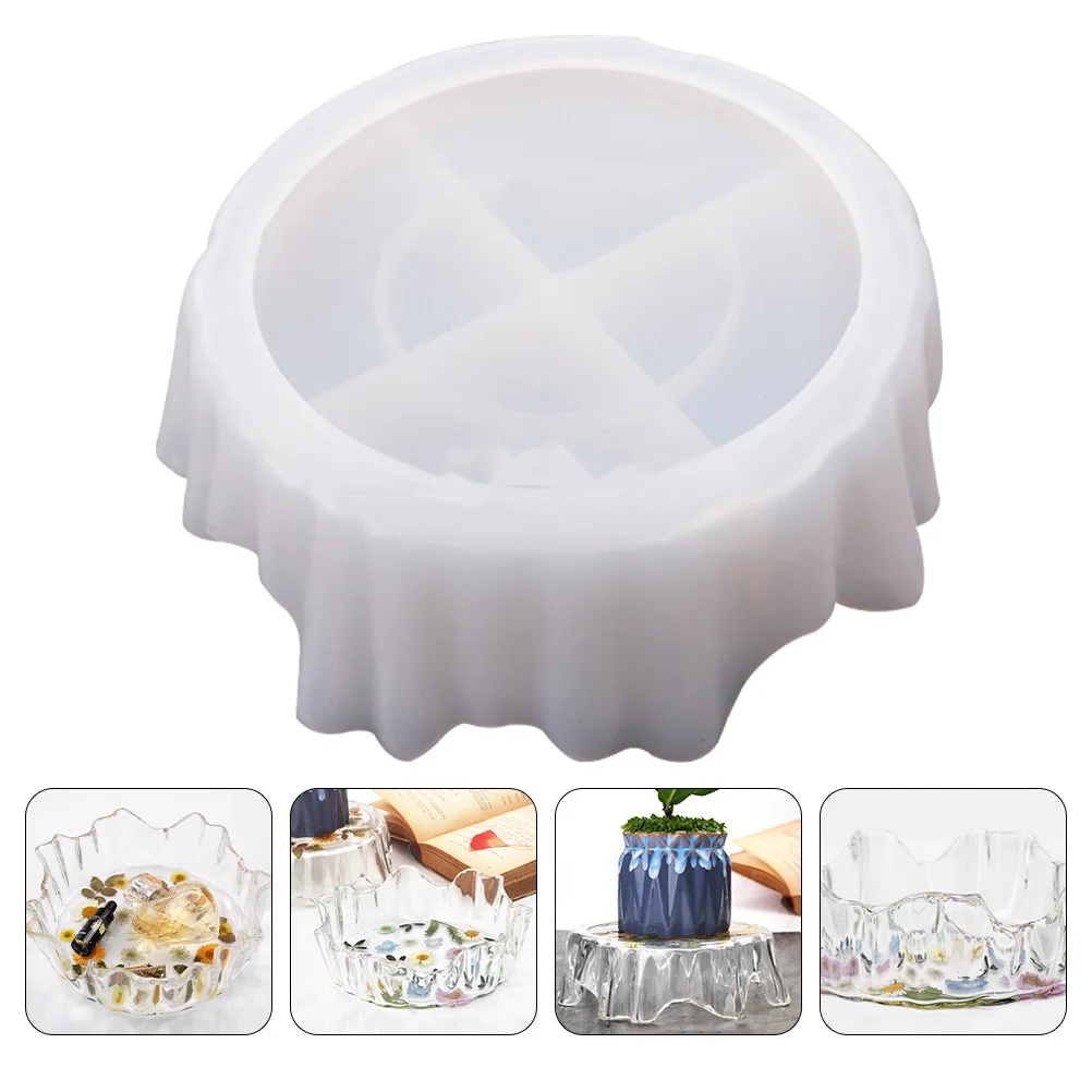 Silicone Resin Mold Diy Flowerpot Craft Epoxy Tray Casting Mould Irregular Shape Glitter Pearl Pigment Decorative Handicraft