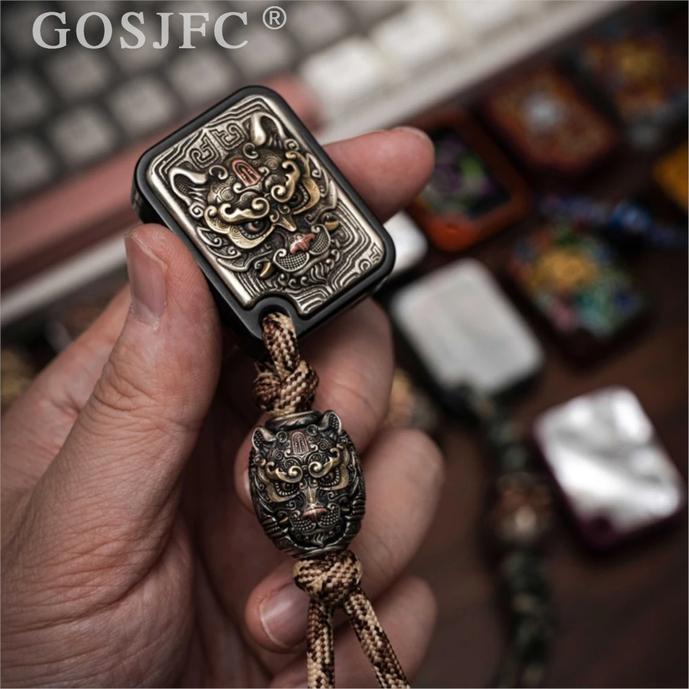 BPMODS Zodiac Dog Pendant Paracord Beads Toy Umbrella Rope Weave Cupronickel Copper Brass Pendant