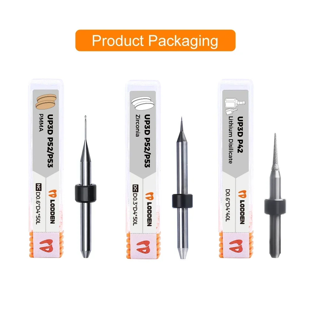 

UP3D P52 P53 P55d Milling Burs Machines Precision Tools Dental Lab for Zirconia/PMMA Milling Burs Cutting D4 50mm CAD CAM System