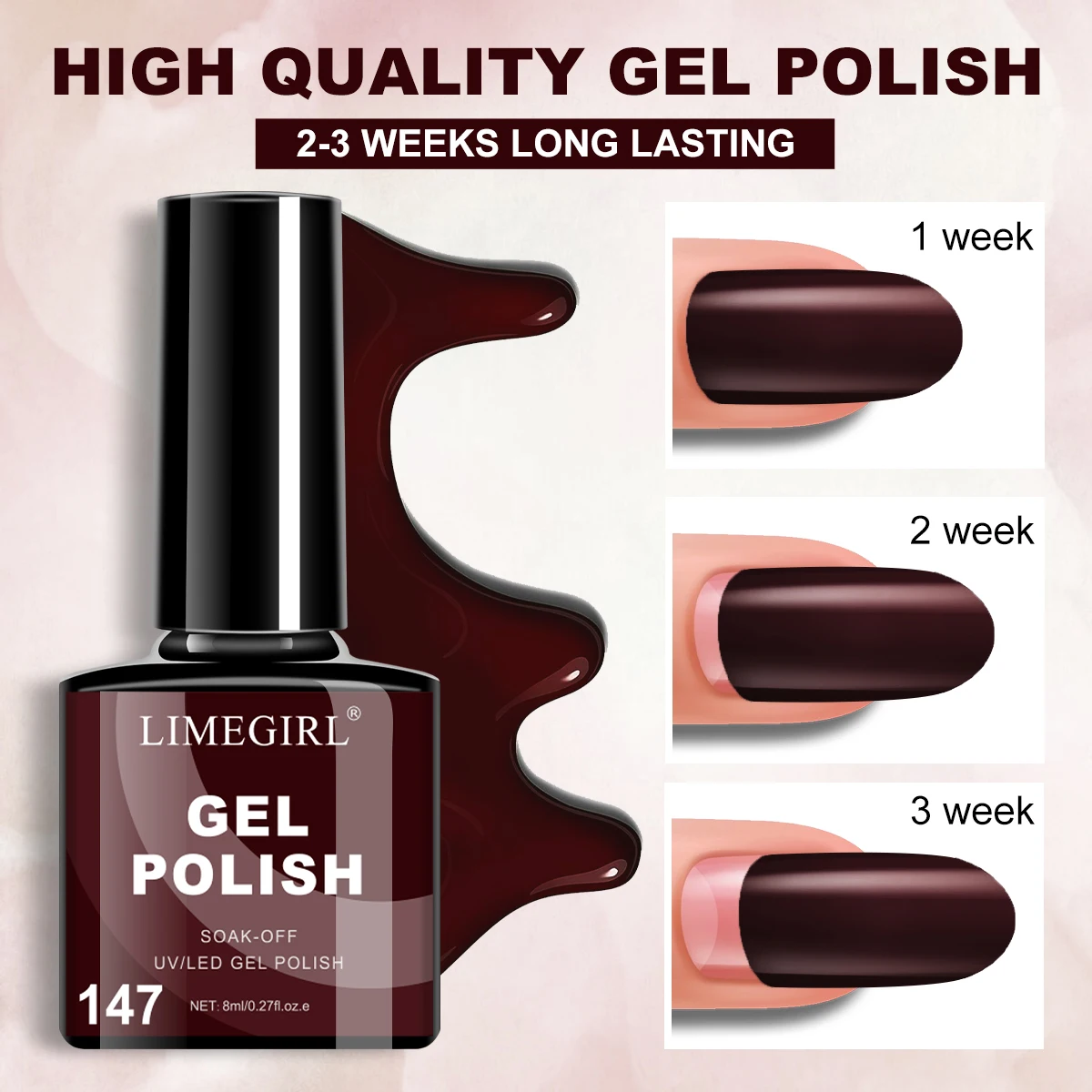LIMEGIRL Salon Gel Nagellak Lijmset 6-in-1 Nagellijm Top Coat Gel Zomer Jelly Kleurlak voor Dagelijkse Evenementen Nagels Art Design