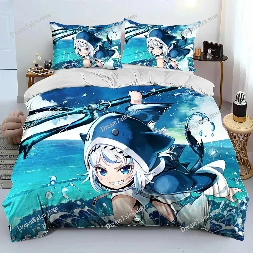 Shark Gawr Gura Hololive Cartoon Poster Sheets Quilt Covers Bedding Dormitory Sheets Bedding Set Soft Warm Bedding Set369
