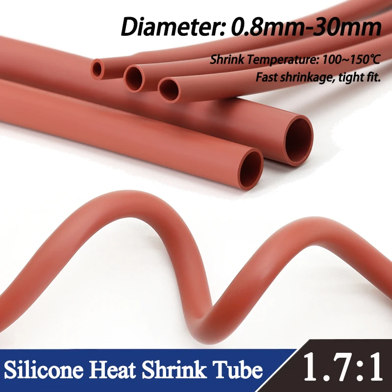 

1/3/5/10M Red Silicone 0.8mm~30mm Heat Shrink Tube Insulated DIY Wire Protector Wrap Sheath Case Heat Shrinkable Cable Sleeve