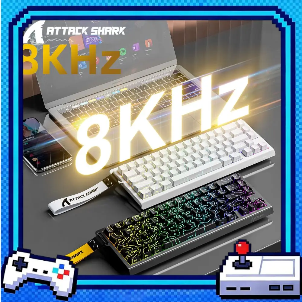ATTACK SHARK X68PROHE Esports Magnetic Keyboard  Tri-mode Wireless 8KHz Polling Rate 0.125ms Low Latency 128K Scan Sampling Rate