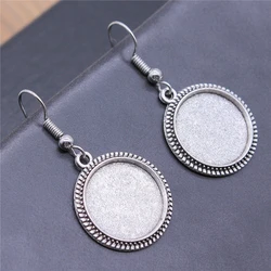Vintage 2 Colors 16mm 20mm Round Simple Style Cameo Cabochon Pendant Base Setting Drop Earrings For Earring Making