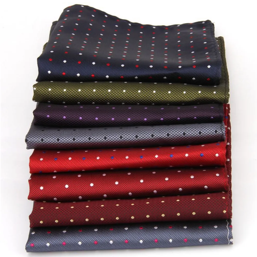 Fashion Polka Dot Paisley Mens Pocket Square Polyester Woven Navy Handkerchief Formal Dress Business Scarf Suit Tie Accessories