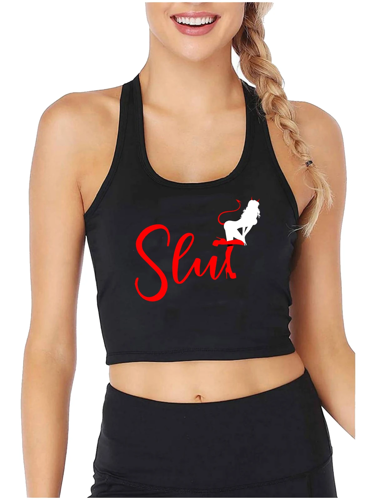 Hottie Graphic Design Quality Cotton Sexy Fit Crop Top Hotwife Funny Flirting Style Tank Top Swinger Naughty Camisole