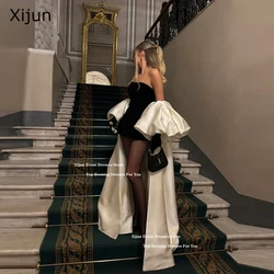 Xijun Black White Sexy Evening Dresses High Low Strapless Prom Dresses Two-Pieces Formal Occasion Prom Gowns Vestidos Customized